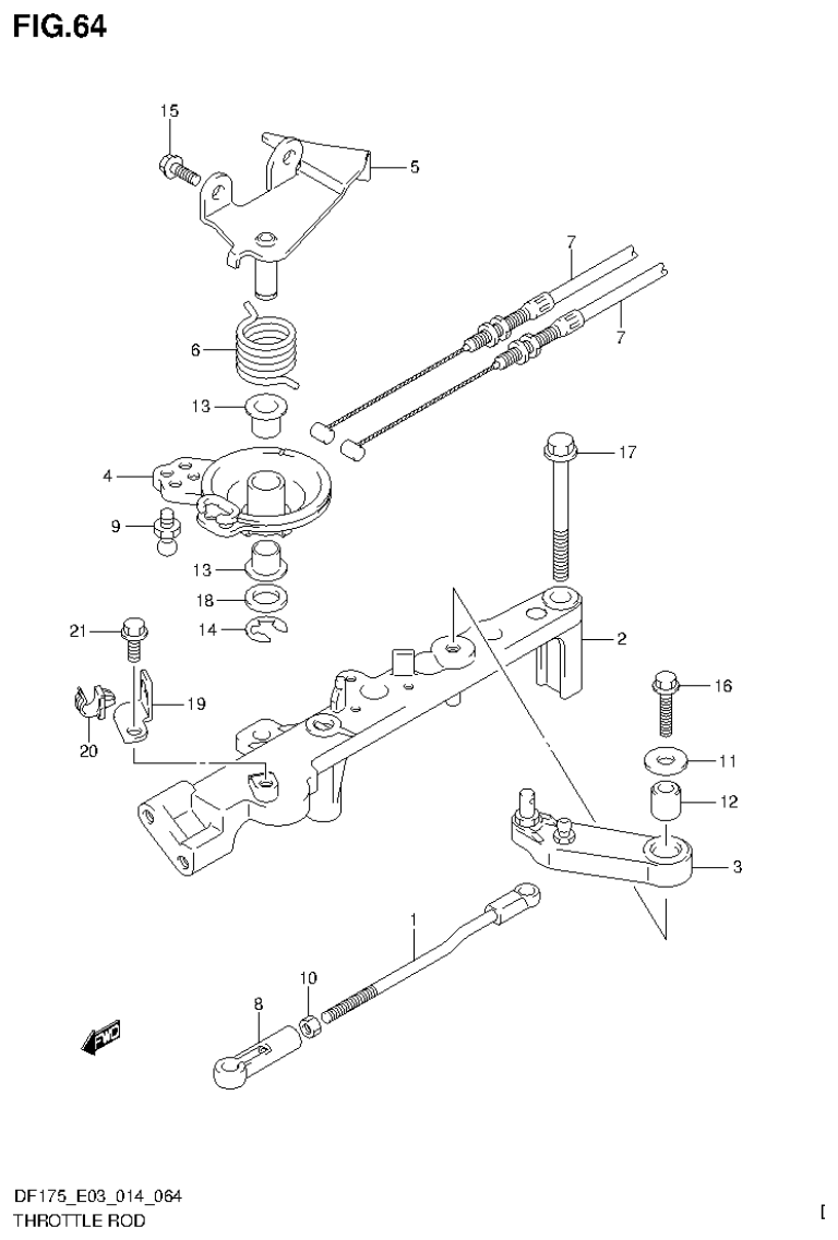 Suzuki DF175ZG THROTTLE ROD (DF150T E03) parts diagram